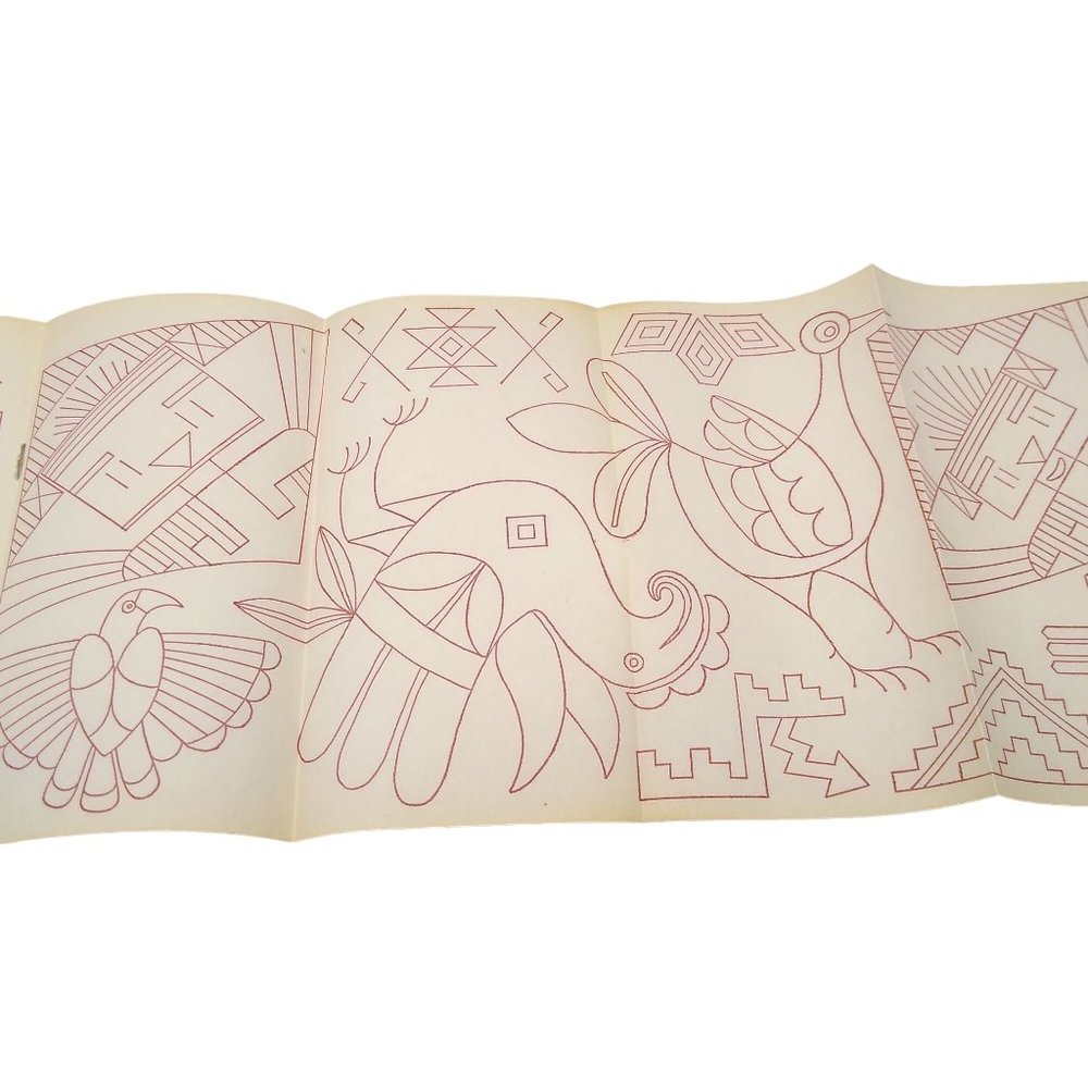Vintage Aztec Symbols Transfer Patterns, MCM Workbasket Iron On Transfers, 1960s